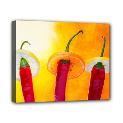 Three Red Chili Peppers Canvas 10  X 8  (stretched) by FunnyCow