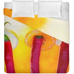 Three Red Chili Peppers Duvet Cover Double Side (king Size) by FunnyCow