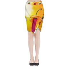 Three Red Chili Peppers Midi Wrap Pencil Skirt by FunnyCow