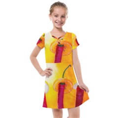 Three Red Chili Peppers Kids  Cross Web Dress by FunnyCow