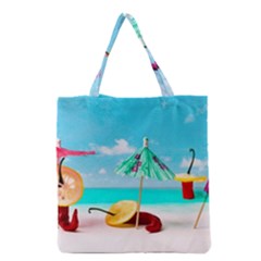 Red Chili Peppers On The Beach Grocery Tote Bag by FunnyCow
