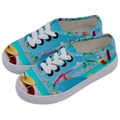 Red Chili Peppers On The Beach Kids  Classic Low Top Sneakers by FunnyCow