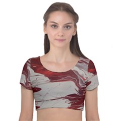 Turmoil Velvet Short Sleeve Crop Top  by WILLBIRDWELL