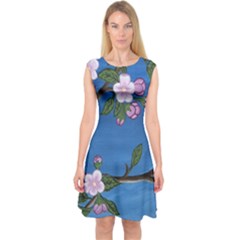 Cherry Blossoms Capsleeve Midi Dress by lwdstudio