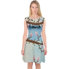 Magnolias Capsleeve Midi Dress by lwdstudio