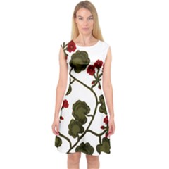 Geraniums Capsleeve Midi Dress by lwdstudio