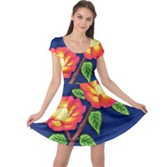 Sunset Flowers Cap Sleeve Dress by lwdstudio
