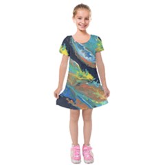 Space Kids  Short Sleeve Velvet Dress by lwdstudio