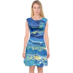 Sunlit Waters Capsleeve Midi Dress by lwdstudio