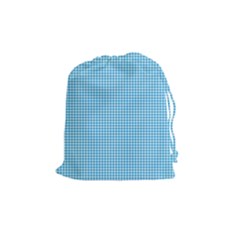 Oktoberfest Bavarian Blue Houndstooth Check Drawstring Pouch (medium) by PodArtist