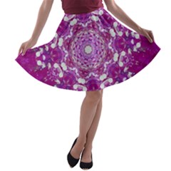 Wonderful Star Flower Painted On Canvas A-line Skater Skirt by pepitasart