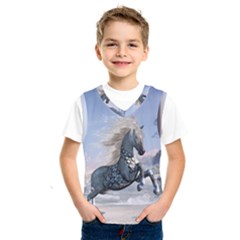 Wonderful Wild Fantasy Horse On The Beach Kids  Sportswear by FantasyWorld7