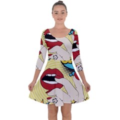 Pop Art   Quarter Sleeve Skater Dress by Valentinaart