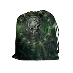 Awesome Creepy Mechanical Skull Drawstring Pouch (xl) by FantasyWorld7