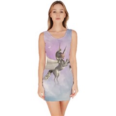 Cute Little Pegasus In The Sky, Cartoon Bodycon Dress by FantasyWorld7