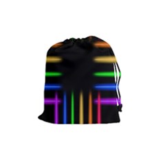 Neon Light Abstract Pattern Lines Drawstring Pouch (medium) by Sapixe