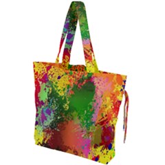 Embroidery Dab Color Spray Drawstring Tote Bag by Sapixe