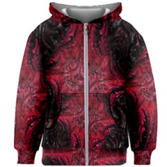 Wgt Fractal Red Black Pattern Kids Zipper Hoodie Without Drawstring by Sapixe