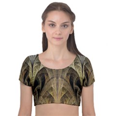Fractal Art Graphic Design Image Velvet Short Sleeve Crop Top  by Sapixe