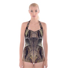 Fractal Art Graphic Design Image Boyleg Halter Swimsuit  by Sapixe