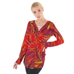 Colorful Abstract Ethnic Style Pattern Tie Up Tee by dflcprints