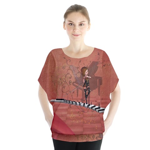 Cute Fairy Dancing On A Piano Blouse by FantasyWorld7