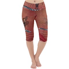 Cute Fairy Dancing On A Piano Lightweight Velour Cropped Yoga Leggings by FantasyWorld7