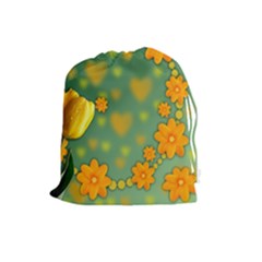 Background Design Texture Tulips Drawstring Pouch (large) by Nexatart