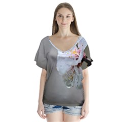 Rainy Day Of Hanami Season V-neck Flutter Sleeve Top by FunnyCow