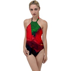 Red Tulip After The Shower Go With The Flow One Piece Swimsuit by FunnyCow