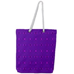 Bold Geometric Purple Circles Full Print Rope Handle Tote (large) by BrightVibesDesign