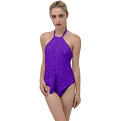Bold Geometric Purple Circles Go With The Flow One Piece Swimsuit by BrightVibesDesign