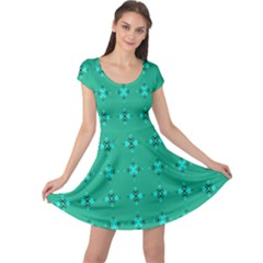 Modern Bold Geometric Green Circles Sm Cap Sleeve Dress by BrightVibesDesign