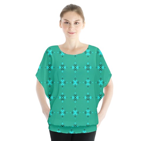 Modern Bold Geometric Green Circles Sm Blouse by BrightVibesDesign