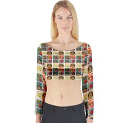 Victorian Fruit Labels Long Sleeve Crop Top by snowwhitegirl
