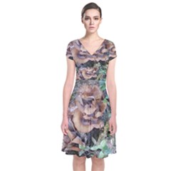 Abstract Of Mushroom Short Sleeve Front Wrap Dress by canvasngiftshop