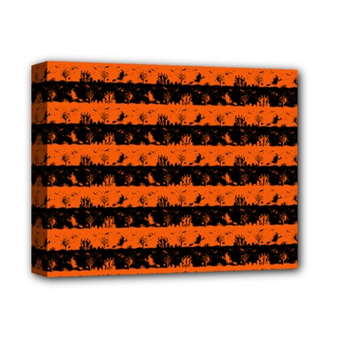 Orange And Black Spooky Halloween Nightmare Stripes Deluxe Canvas 14  X 11  (stretched) by PodArtist
