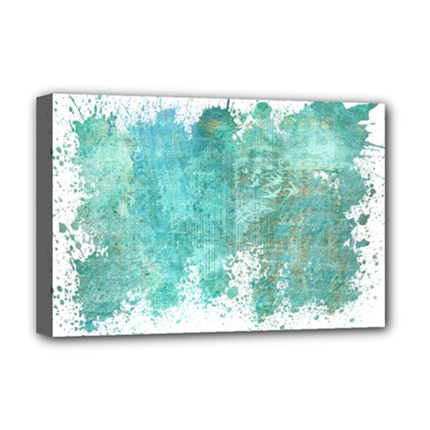 Splash Teal Deluxe Canvas 18  X 12  (stretched) by vintage2030