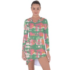 Pink Scratches On A Green Background                                                        Asymmetric Cut-out Shift Dress by LalyLauraFLM