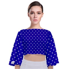 Little  Dots Royal Blue Tie Back Butterfly Sleeve Chiffon Top by snowwhitegirl