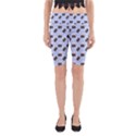 Retro Typewriter Blue Pattern Yoga Cropped Leggings View1