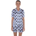 Retro Typewriter Blue Pattern Satin Short Sleeve Pyjamas Set View1