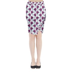 Flamingo Leaf Patttern Blue Midi Wrap Pencil Skirt by snowwhitegirl