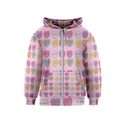 Valentine Hearts Pink Kids  Zipper Hoodie by snowwhitegirl