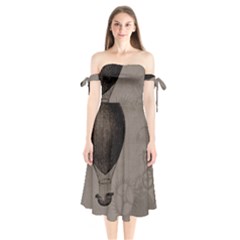 Vintage 1143341 1920 Shoulder Tie Bardot Midi Dress by vintage2030