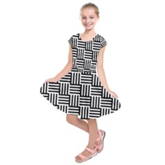 Basket Black Lines Stripes White Kids  Short Sleeve Dress by Sapixe