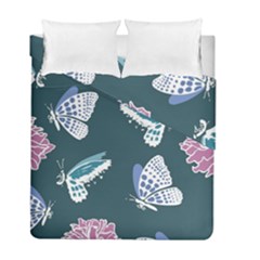Butterfly Pattern Dead Death Rose Duvet Cover Double Side (full/ Double Size) by Sapixe
