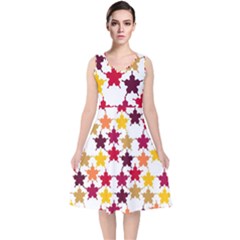 Background Abstract V-neck Midi Sleeveless Dress  by Sapixe
