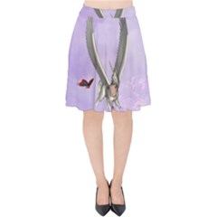 Cute Little Pegasus With Butterflies Velvet High Waist Skirt by FantasyWorld7