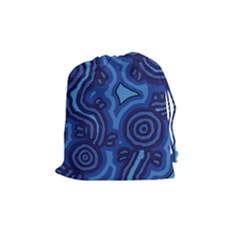Aboriginal Art - Blue Campsites Drawstring Pouch (medium) by hogartharts